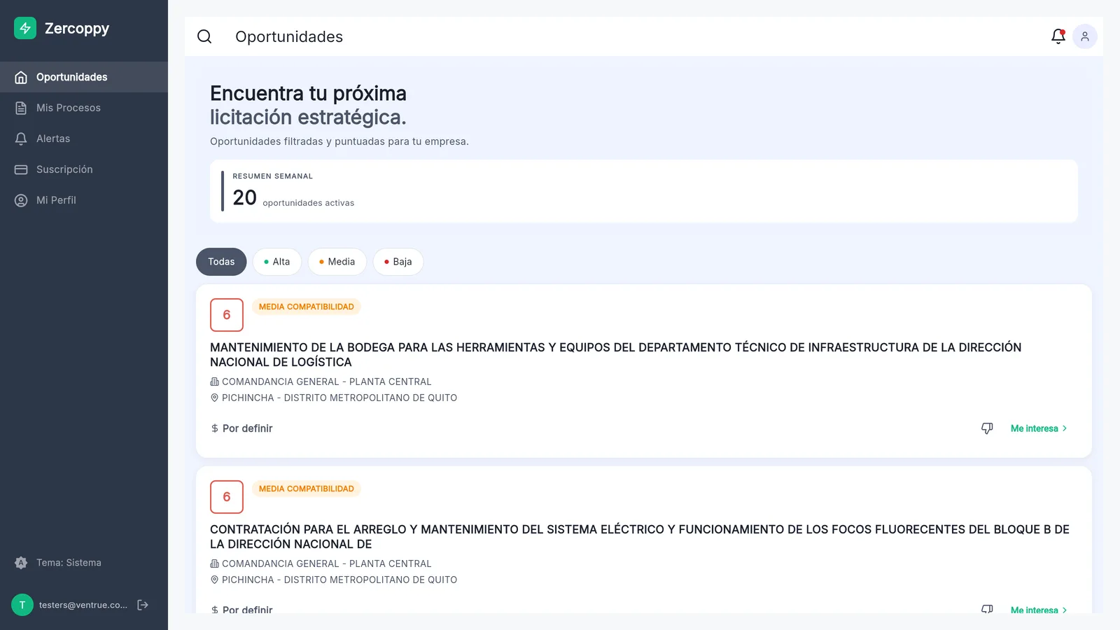 Zercoppy — Inteligencia de Compras Públicas